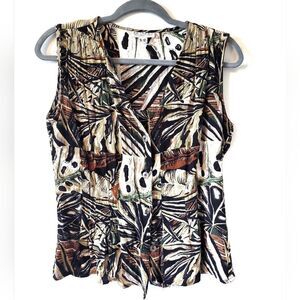 Vintage Patterned Button Down Tank Top